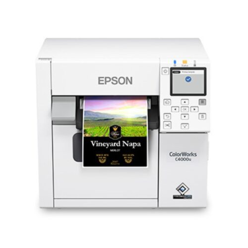 Imprimantă etichete color 1200x1200 dpi, ColorWorks C4000, Gloss Black Ink, USB + Ethernet, cutter, ZPLII Epson C31CK03102BK