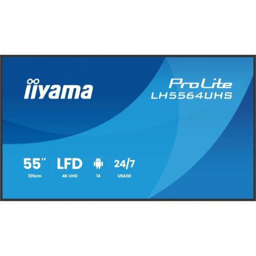 Display Digital Signage 55" 4K UHD, Android 14, USB-C, Wi-Fi, 24/7 - iiyama LH5564UHS-B1AG
